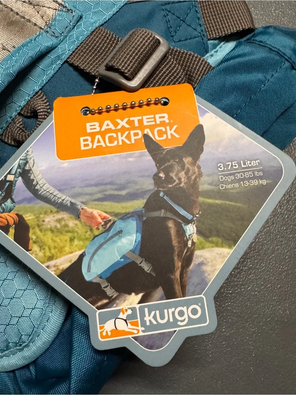 Kurgo Teal Blue Dog Hiking Harness Pack